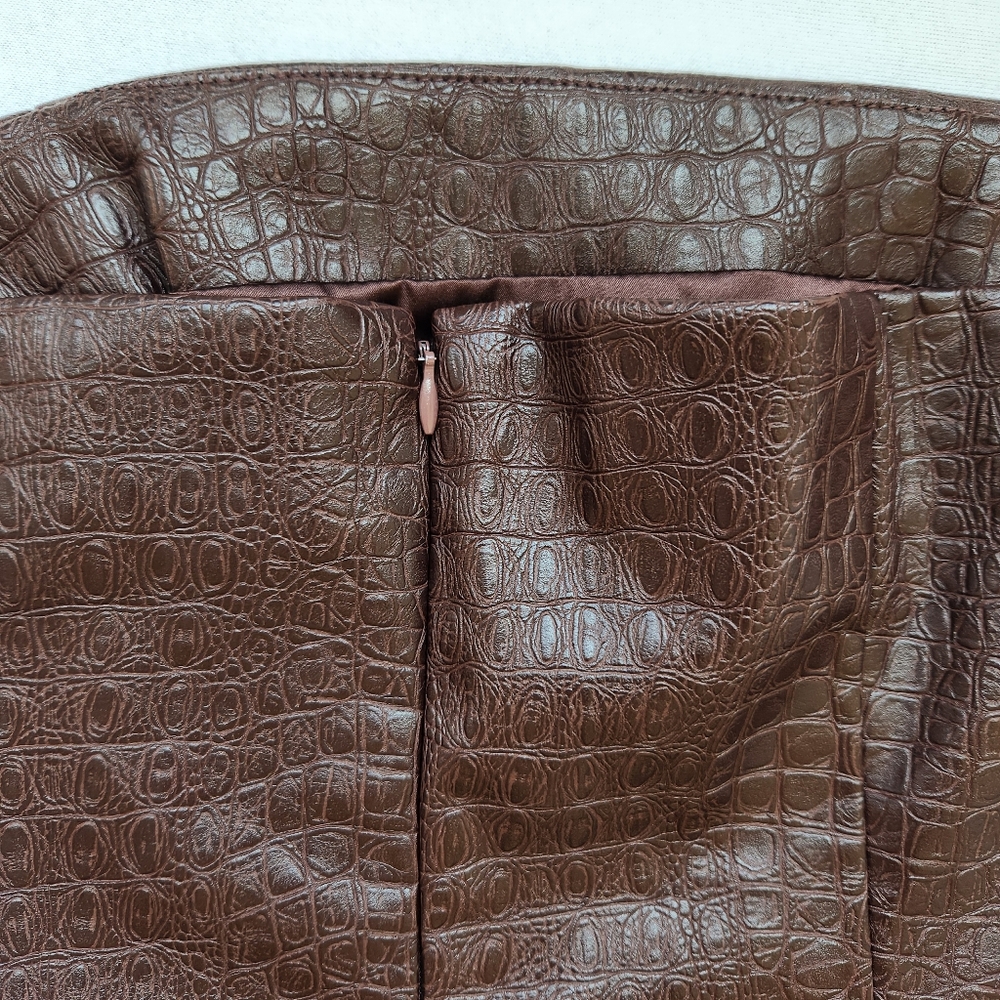7 For All Mankind Strapless Dress Brown Faux Leather Snakeskin Print Sexy Medium - Picture 4 of 13